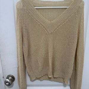 SHEIN Cream V-Neck Sweater